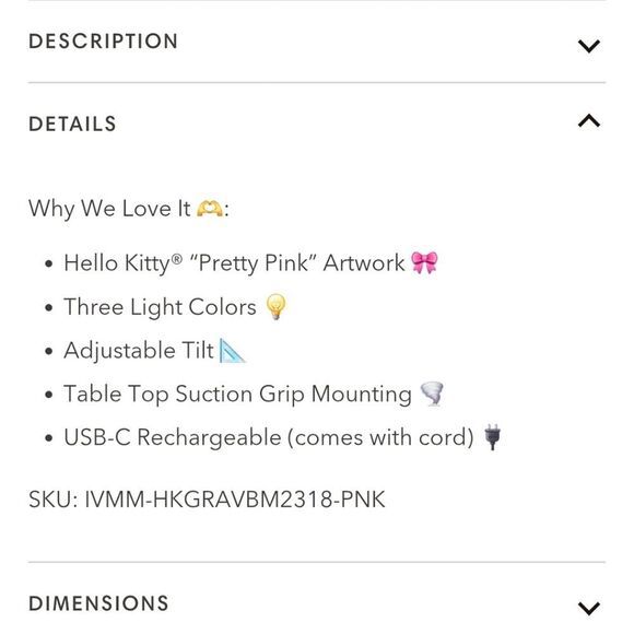 Impressions X Hello Kitty Gravity Tri-Tone LED Makeup Mirror - Picture 7 of 9